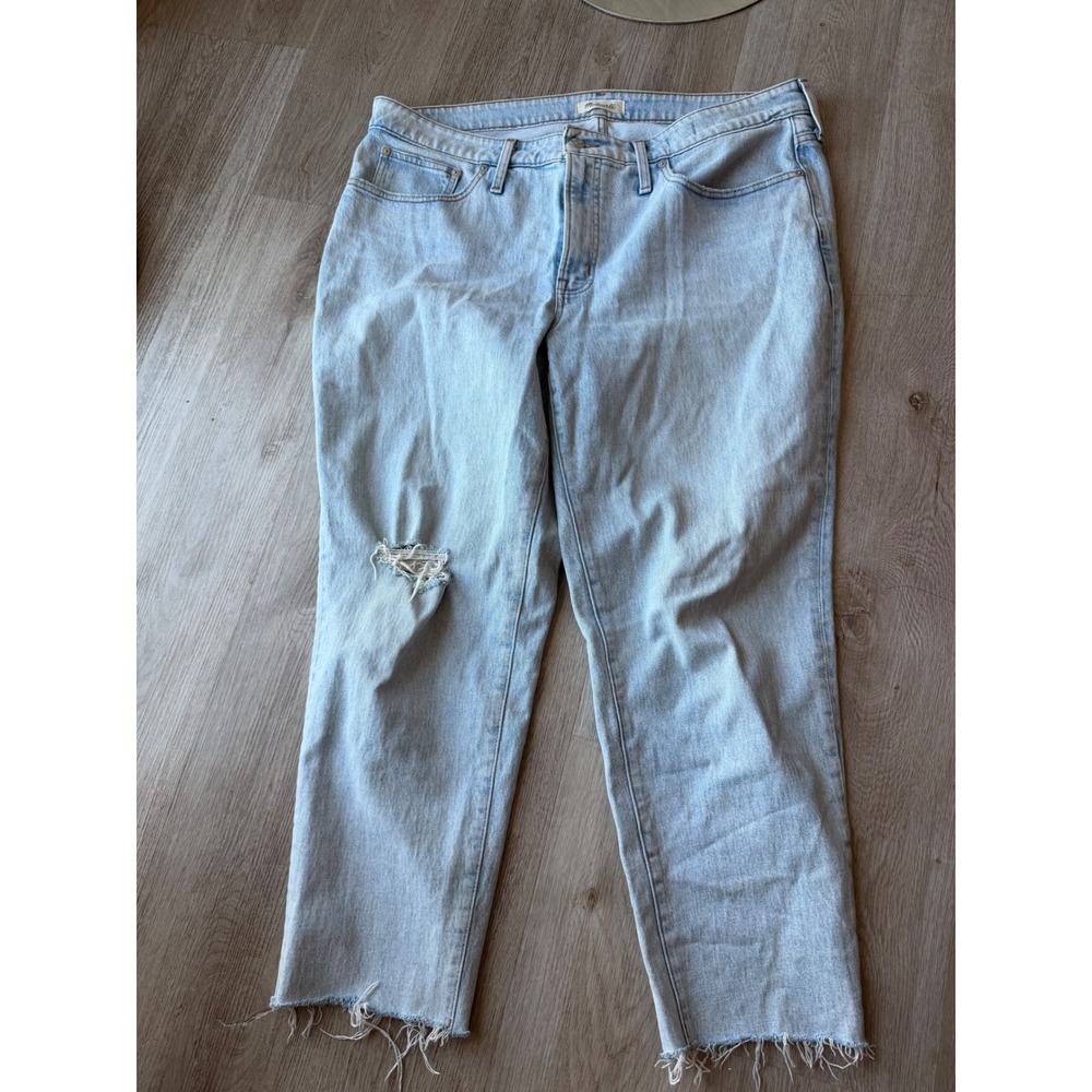 Madewell The Perfect Vintage Crop Jean Light Wash Distressed Raw Hem 18w